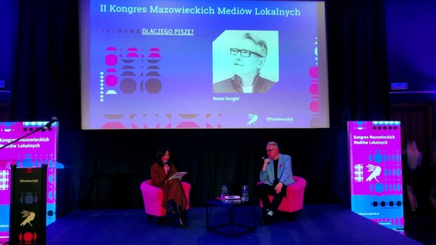 II Mazowiecki Kongres Mediów Lokalnych - wywiad z wywiadowcą czyli Marta Milewska rozmawia z Mariuszem Szczygłem. Fot. Warszawa.pl