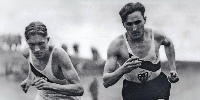 Stanisław Petkiewicz (z lewej) i Janusz Kusociński. Fot źr. NAC