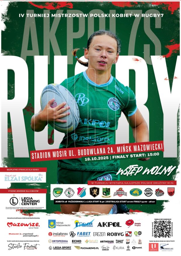 Mińsk 2025 - plakat IV Turnieju Mistrzostw Polski Kobiet w Rugby 7. Fot. Mat prasowy