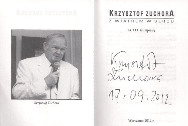 ''Z wiatrem w sercu'' Krzysztofa Zuchory - z autografem autora. Źr. fotografii okiemjadwigi.pl Fot. OkiemJadwigi.pl
