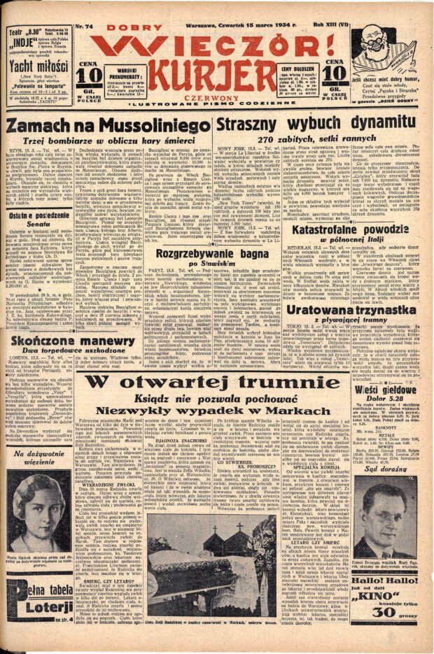 Dobry Wieczór! Kurjer Czerwony - z dn. 15.03.1934 r. Nr 74. Fot. BUW