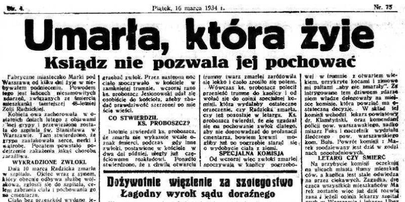 Umarła, która żyje - Express Mazowiecki. R. 5, 1934, nr 237. Źr BUW