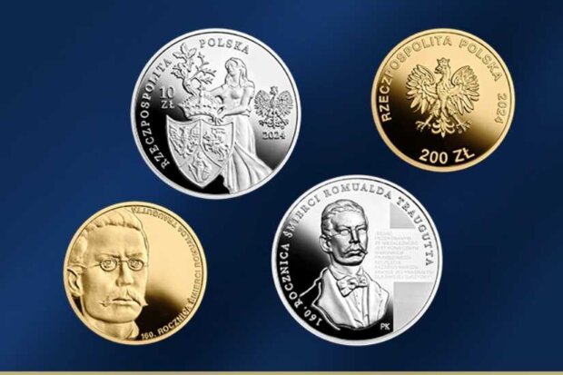 Monety kolekcjonerskie NBP - z okazji 160 rocznicy śmierci Romualda Traugutta. Fot. NBP