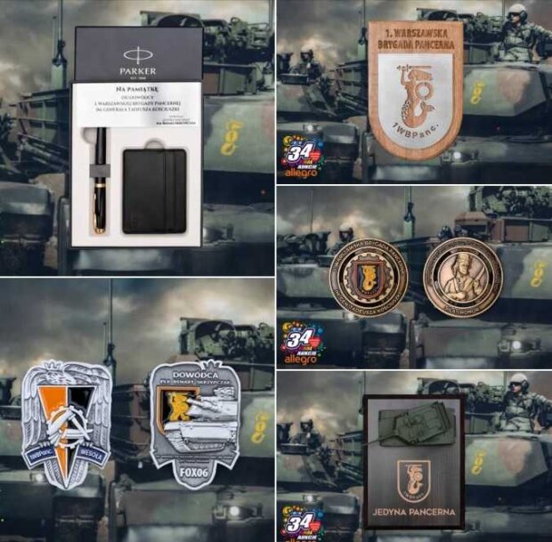 1. Warszawska Brygada Pancerna - dary przekazane na aukcje WOŚP. Fot 1. WBPanc