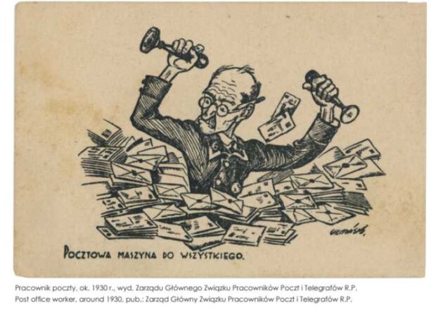 Karta pocztowa - Pracownik poczty, ok. 1930 r. Fot. arch. autora