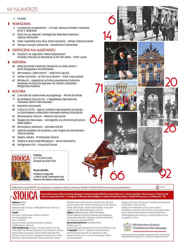 Stolica - spis treści numeru 11-12 z 2025 roku. Fot. Stolica