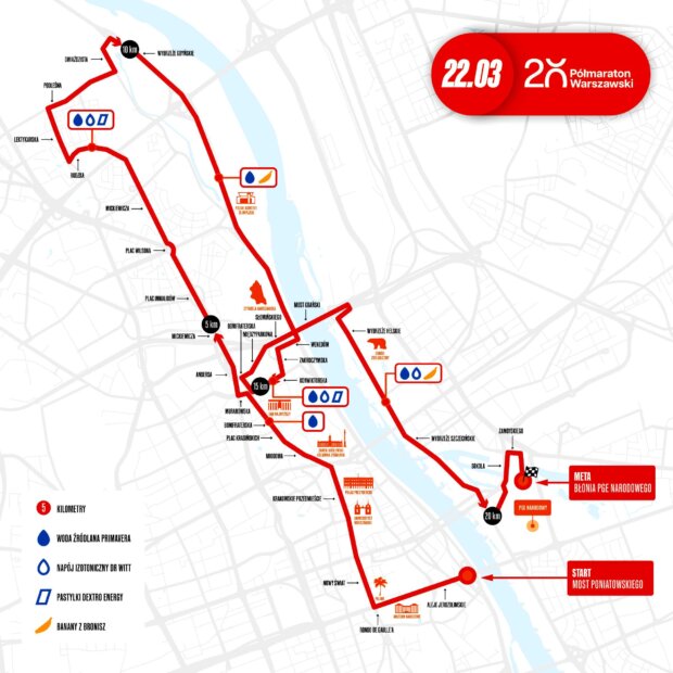 20. Półmaraton Warszawski - punkty z odżywianiem. Fot. mat. prasowy