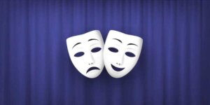 Maski - grafika na dzień teatru. źr. freepic.com