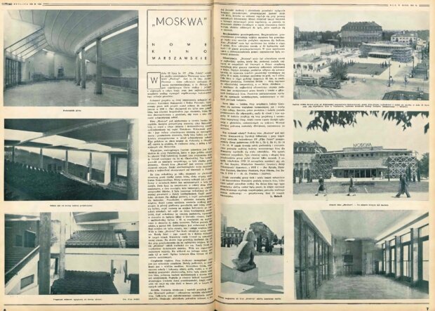 Artykuł i fotoreportaż ''Moskwa - nowe kino warszawskie'' - Stolica - warszawski tygodnik ilustrowany. R. 5, 1950 nr 32 (13 VIII). Źr. MBC