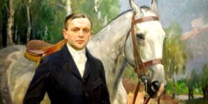 Portret Bronisława Krystalla z koniem - Wojciech Kossak, olej na płótnie, 180.5x138.5 cm, Muzeum Narodowe w Warszawie. Fot. Ablakok (Wikimedia)