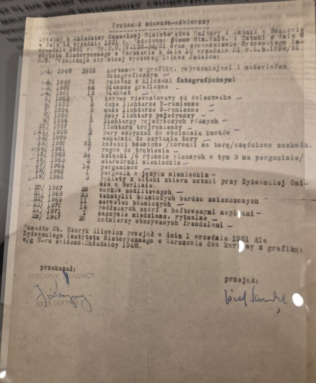 Protokół przekazania eksponatów do ŻIH