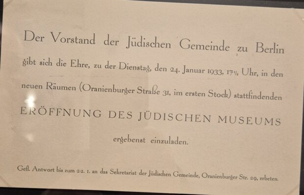 Zaproszenie na otwarcie Muzeum Żydowskiego w Berlinie