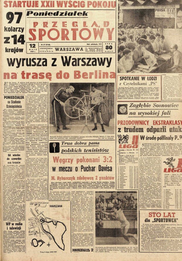 Przegląd Sportowy - 1. strona numeru 57 z 12 maja 1969 r. Fot. MBC