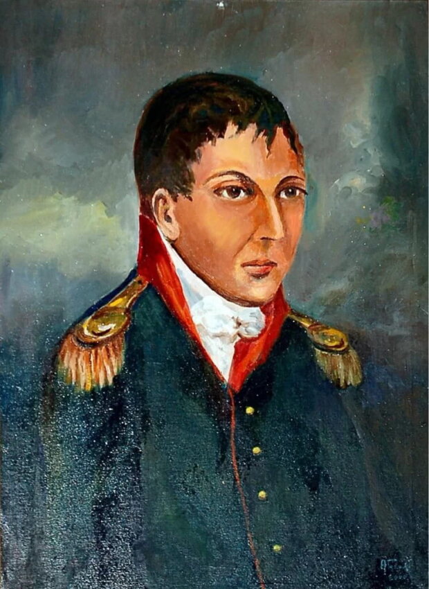 Walerian Łukasiński - wstąpił w 1807 roku do armii Księstwa Warszawskiego, a w 1817 awansował na stopień majora w 4 Pułku Piechoty liniowej. Zdjęcie z Zespołu Szkół im. Waleriana Łukasińskiego w Skępem.