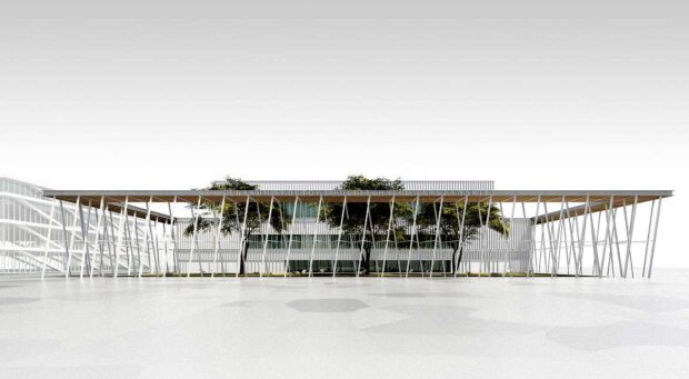 Centrum Sportowe Politechniki Warszawskiej Wstępna koncepcja architektoniczna. Fot. arch. MSiT