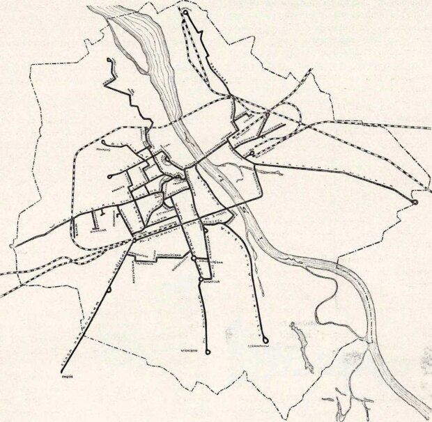 Sieć Tramwajowa m. st. Warszawy. (Stan na 1. X. 1926 r.) - źródło Kronika Warszawy, lipiec-sierpień 1926. Fot. Magistrat Warszawy
