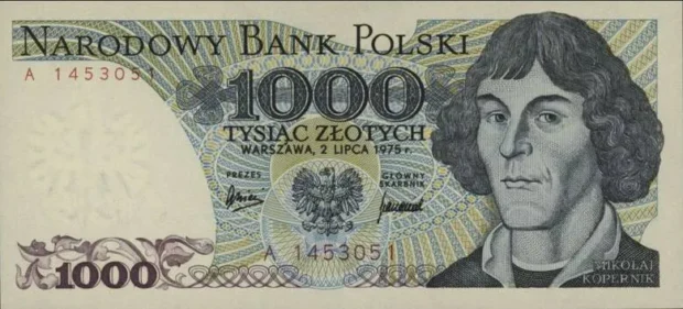1000 zł - awers banknotu z Mikołajem Kopernikiem z 1975 roku. fOT. nbp