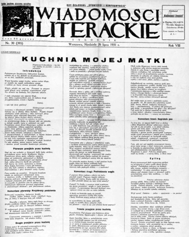 Kuchnia mojej matki, Wiadomości Literackie, nr 30 z dn. 26 lipca 1931 r. Fot. arch. autora