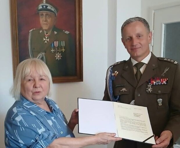 Zofia Kamińska, córka gen. F.Kamińskiego i płk Leszek Giergielewicz, dowódca 15 LBOT